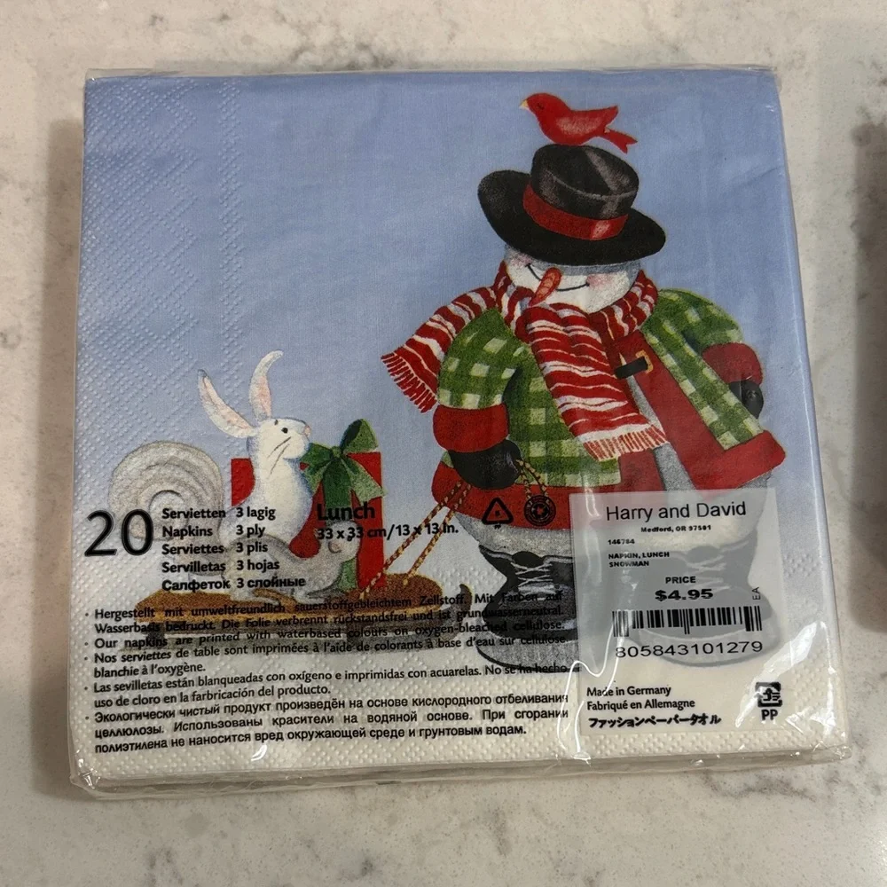 Blue Snowman & White 'Keep Calm and Jingle On' Holiday Napkin Set